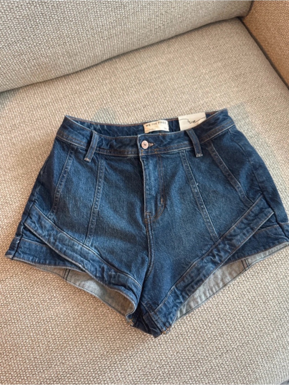 High-Waist Denim Shorts in Dark Blue - Free People Mona style